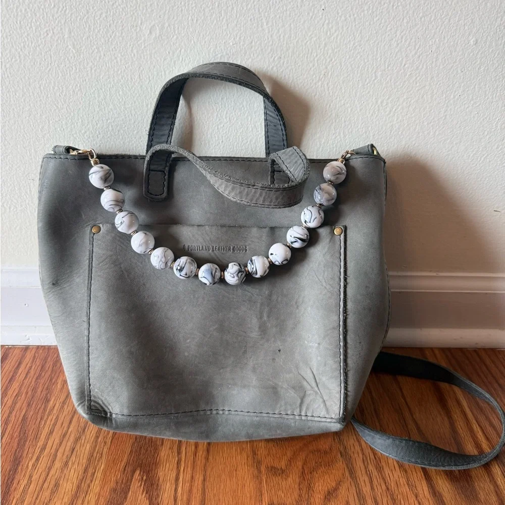 Portland Leather Gray Tote Crossbody Tote - Picture 1 of 7